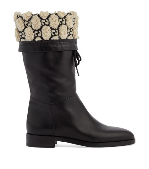 gucci black gg boots|gucci print thigh high boots.